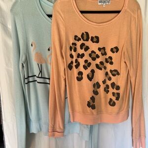 2 Wildfox Peach and Light Blue Sweaters
